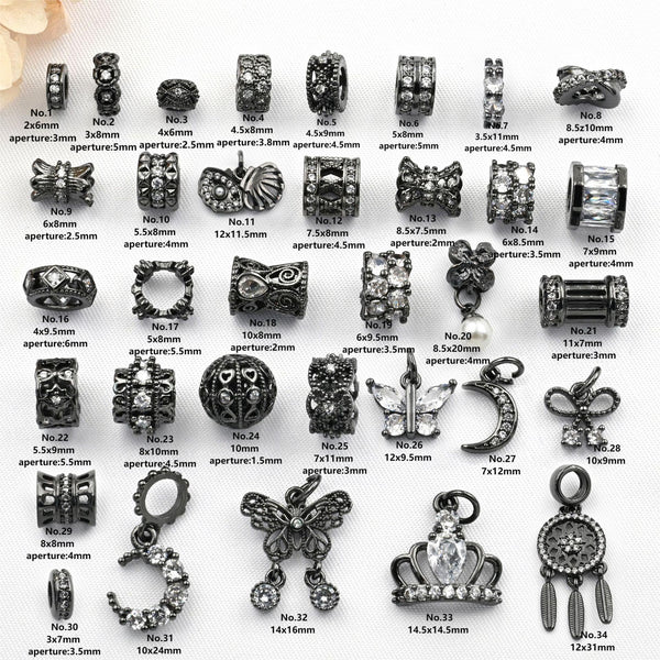 【Meojewelry】DIY zircon black spacer bead jewelry accessories material 3